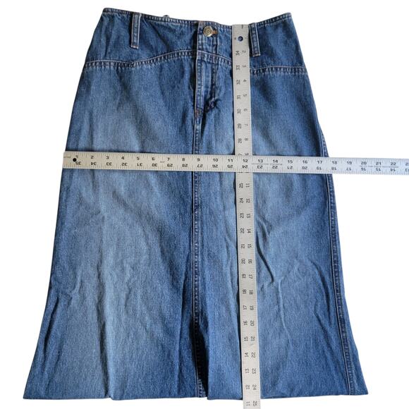 Ralph Lauren Denim Maxi Skirt 0 USA Made Y2K Long Modest Western Jean Blue - Picture 8 of 10